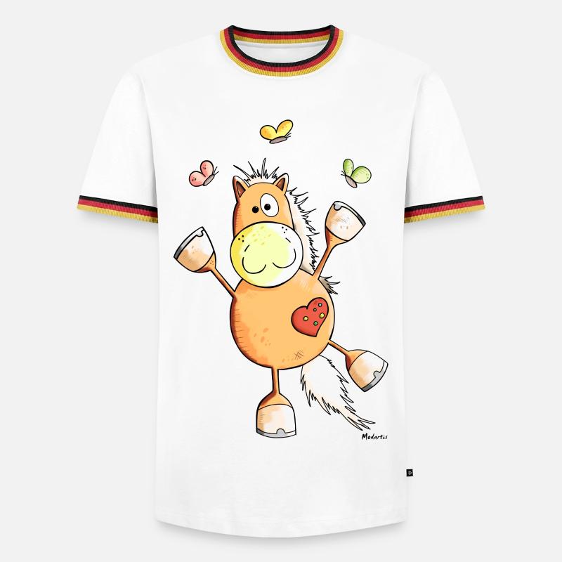 Priscilla das Pferd - Männer Kontrast-T-Shirt - Weiß/Dreifarbig
