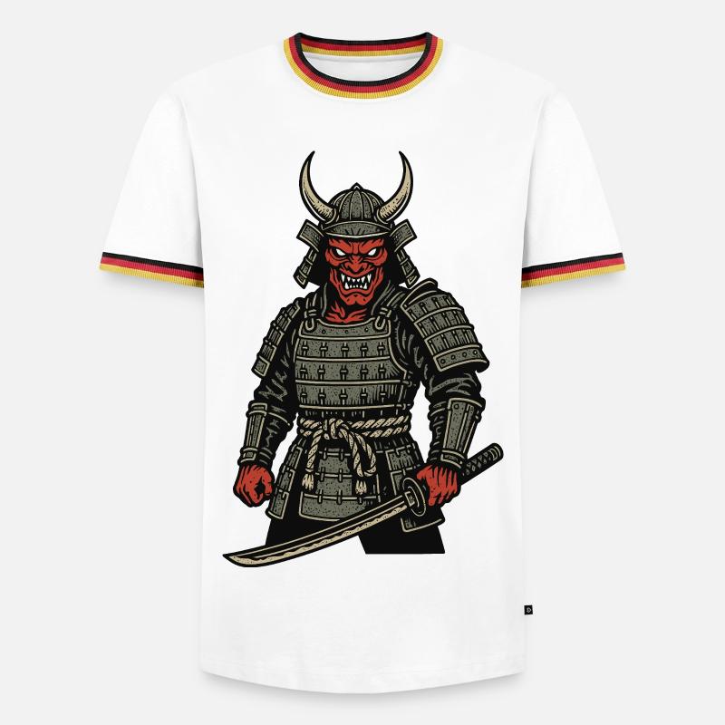 Oni Samurai - Demonic Warrior - Men's Ringer Shirt - white/tricolour