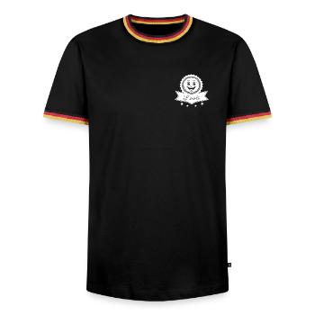 Lööli EMBLEM - Men's Ringer Shirt - black/tricolour - Front - AI Model Male 178 light (178cm) & AI Model Male 185 light (185cm)