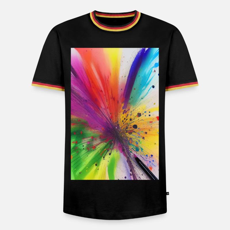 Farbklecks - Männer Kontrast-T-Shirt - Schwarz/Dreifarbig
