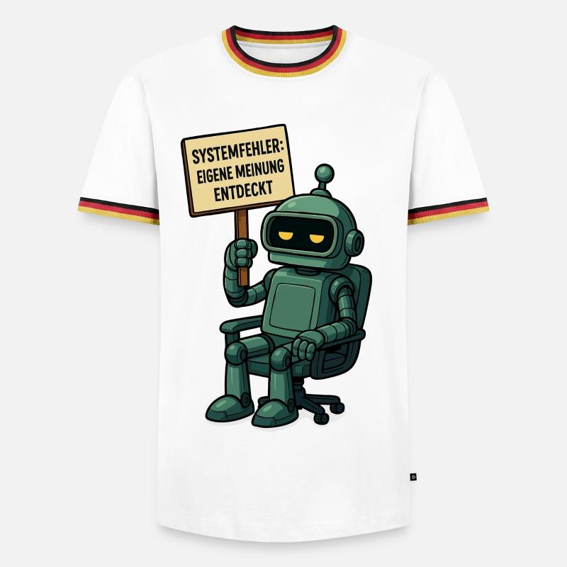 Systemfehler entdeckt – Denk selbst! Roboter - Männer Kontrast-T-Shirt - Weiß/Dreifarbig
