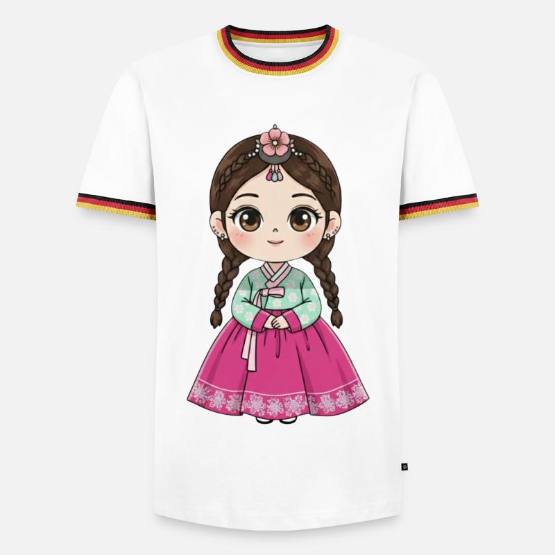 Chibi Hanbok Candy Dream Chaewon - Men's Ringer Shirt - white/tricolour