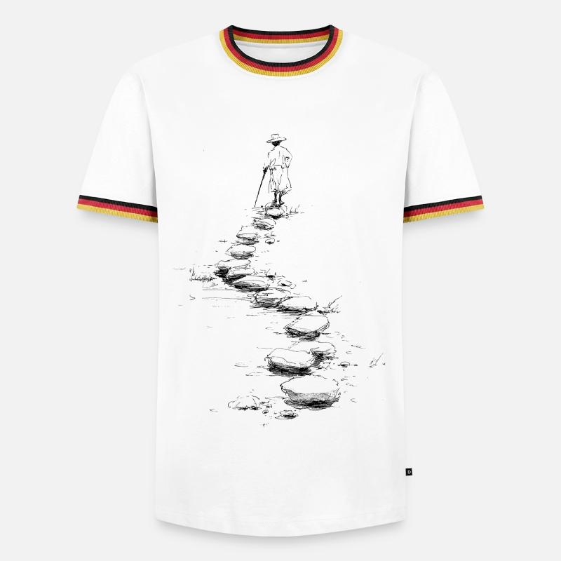 walk the path - Männer Kontrast-T-Shirt - Weiß/Dreifarbig