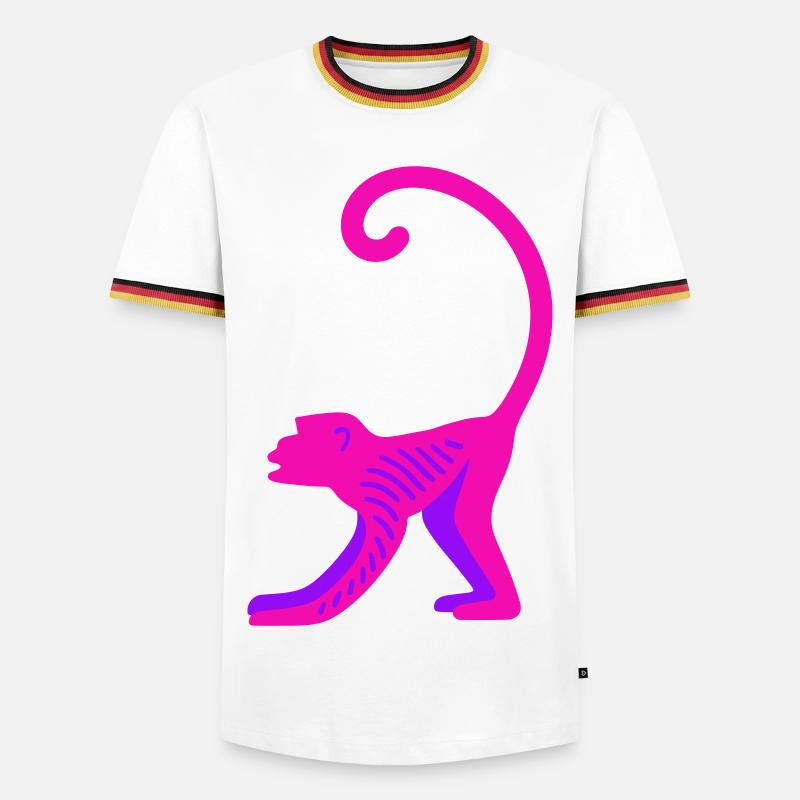 Neon Pink Monkey - Männer Kontrast-T-Shirt - Weiß/Dreifarbig