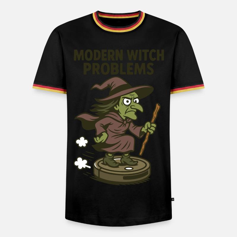 Modern Witch Problems – Lustiges Hexen Design - Männer Kontrast-T-Shirt - Schwarz/Dreifarbig