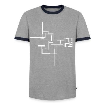 architecture - T-shirt contrasté Homme - gris/marine  - Devant - AI Model Female 172 light (172cm) & AI Model Male 178 light (178cm)