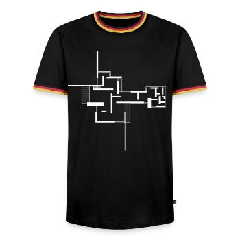 Architecture - Men's Ringer Shirt - black/tricolour - Front - AI Model Male 178 light (178cm) & AI Model Male 185 light (185cm)