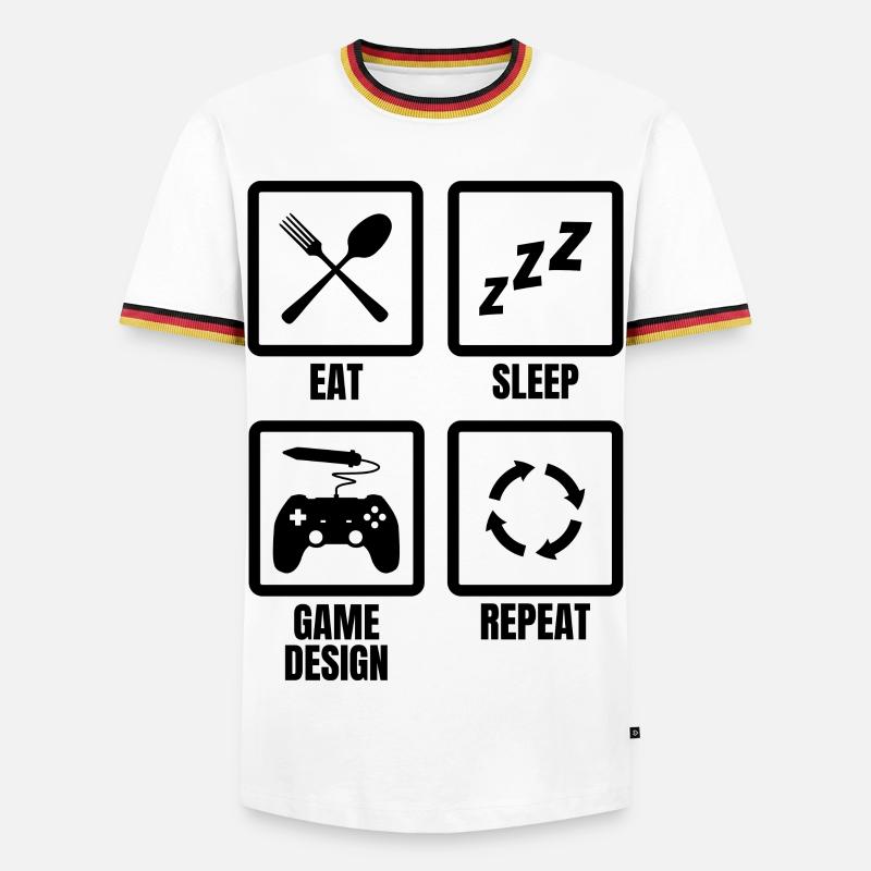 Game Design Routine - Männer Kontrast-T-Shirt - Weiß/Dreifarbig