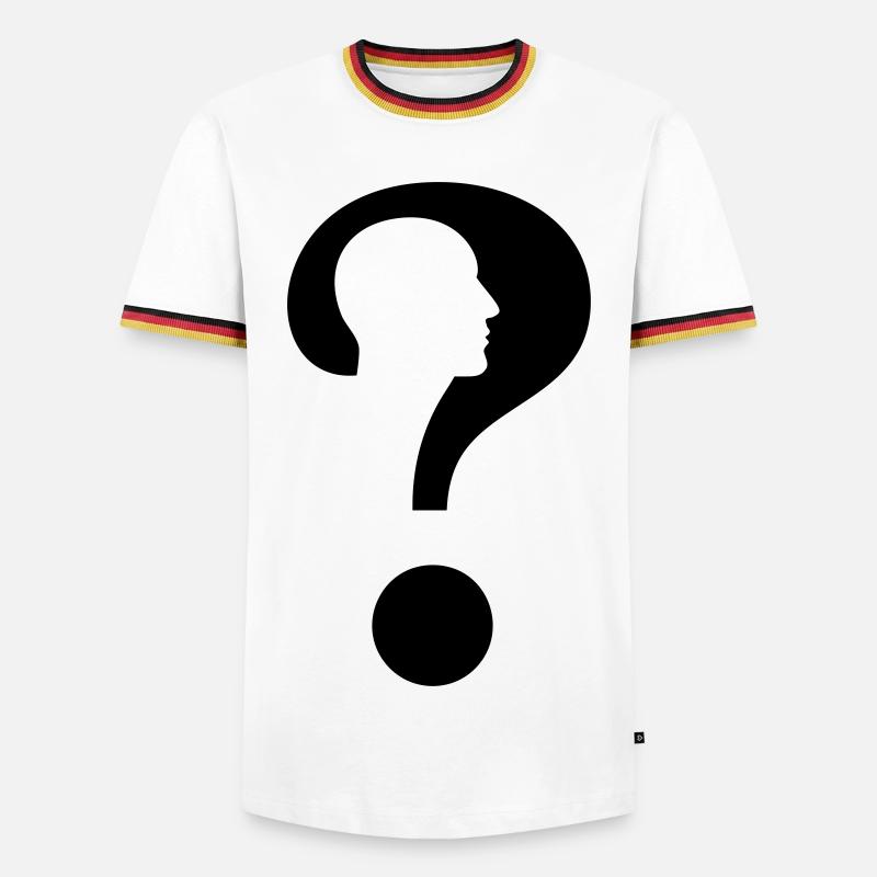 Question mark with silhouette man # - Men's Ringer Shirt - white/tricolour
