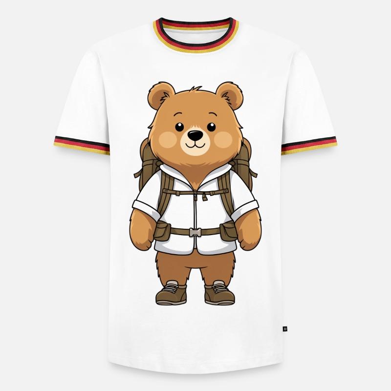 Adventure bear with backpack - Men's Ringer Shirt - white/tricolour