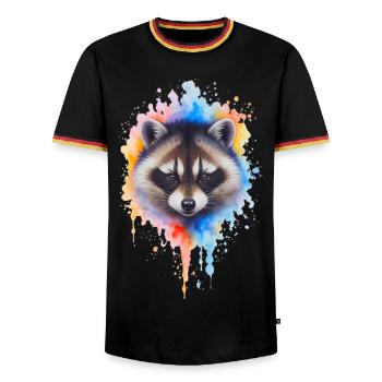 Explosion de couleurs aquarelle de raton laveur - T-shirt contrasté Homme - noir/tricolore - Devant - AI Model Male 178 light (178cm) & AI Model Male 185 light (185cm)