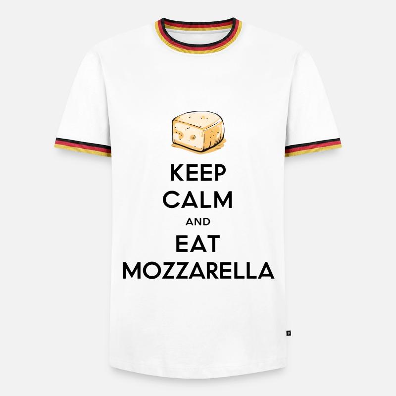 Keep Calm and Eat Mozzarella - Männer Kontrast-T-Shirt - Weiß/Dreifarbig