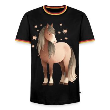 Pferd Sterne - Männer Kontrast-T-Shirt - Schwarz/Dreifarbig - Vorne - AI Model Male 178 light (178cm) & AI Model Male 185 light (185cm)