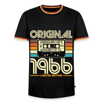 1966 Retro Legends Cassette - Men's Ringer Shirt - black/tricolour - Front - AI Model Male 178 light (178cm) & AI Model Male 185 light (185cm)