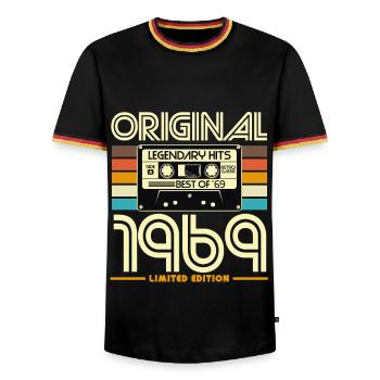 Original 1969 édition limitée - T-shirt contrasté Homme - noir/tricolore - Devant - AI Model Male 178 light (178cm) & AI Model Male 185 light (185cm)