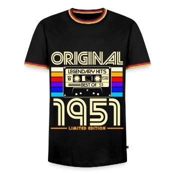 Original 1951 Retro Cassette Tee - T-shirt contrasté Homme - noir/tricolore - Devant - AI Model Male 178 light (178cm) & AI Model Male 185 light (185cm)