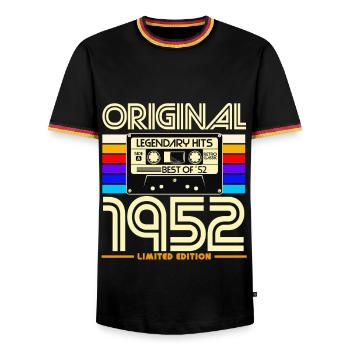 Originale Retro-Kassette von 1952 - Männer Kontrast-T-Shirt - Schwarz/Dreifarbig - Vorne - AI Model Male 178 light (178cm) & AI Model Male 185 light (185cm)