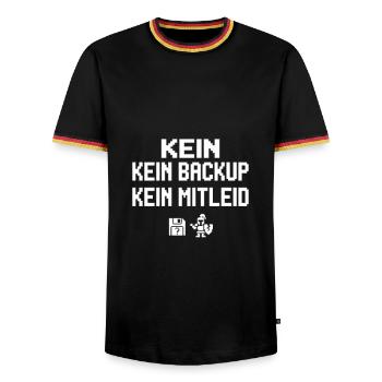Kein Backup Kein Mitleid - Männer Kontrast-T-Shirt - Schwarz/Dreifarbig - Vorne - AI Model Male 178 light (178cm) & AI Model Male 185 light (185cm)
