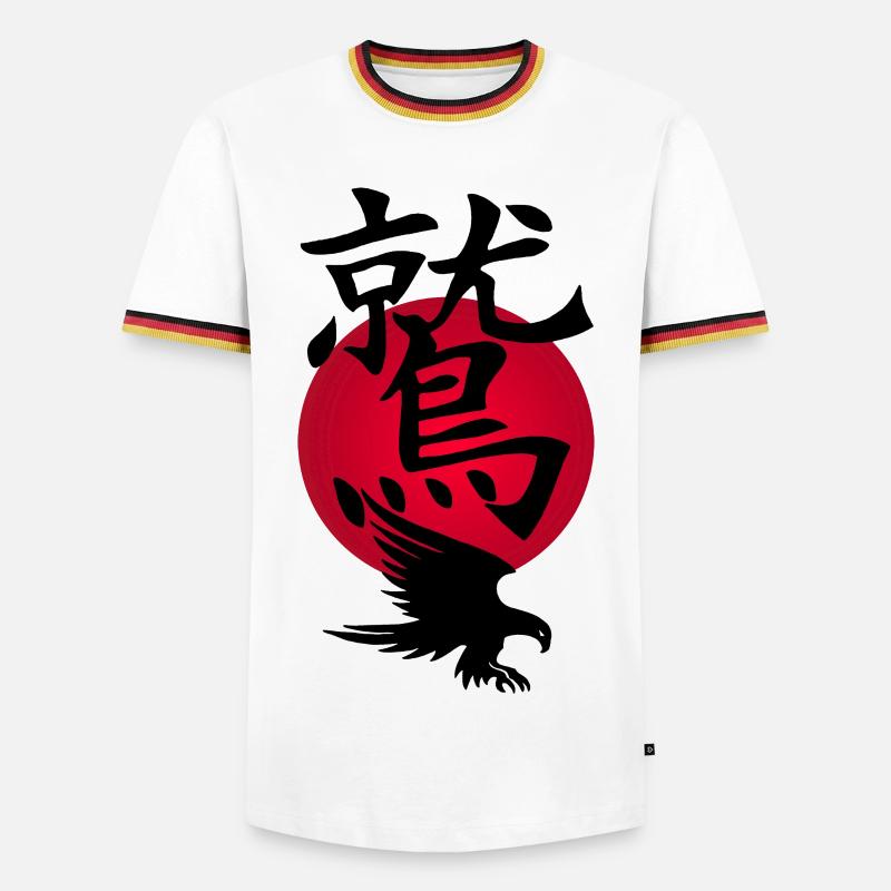 Black Eagle and Red Sun - Men's Ringer Shirt - white/tricolour
