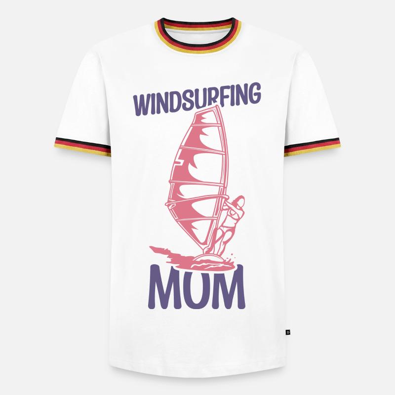Windsurfing Mutter - Männer Kontrast-T-Shirt - Weiß/Dreifarbig