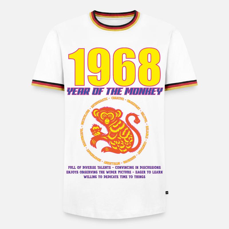 1968_MONKEY_fluor - Men's Ringer Shirt - white/tricolour