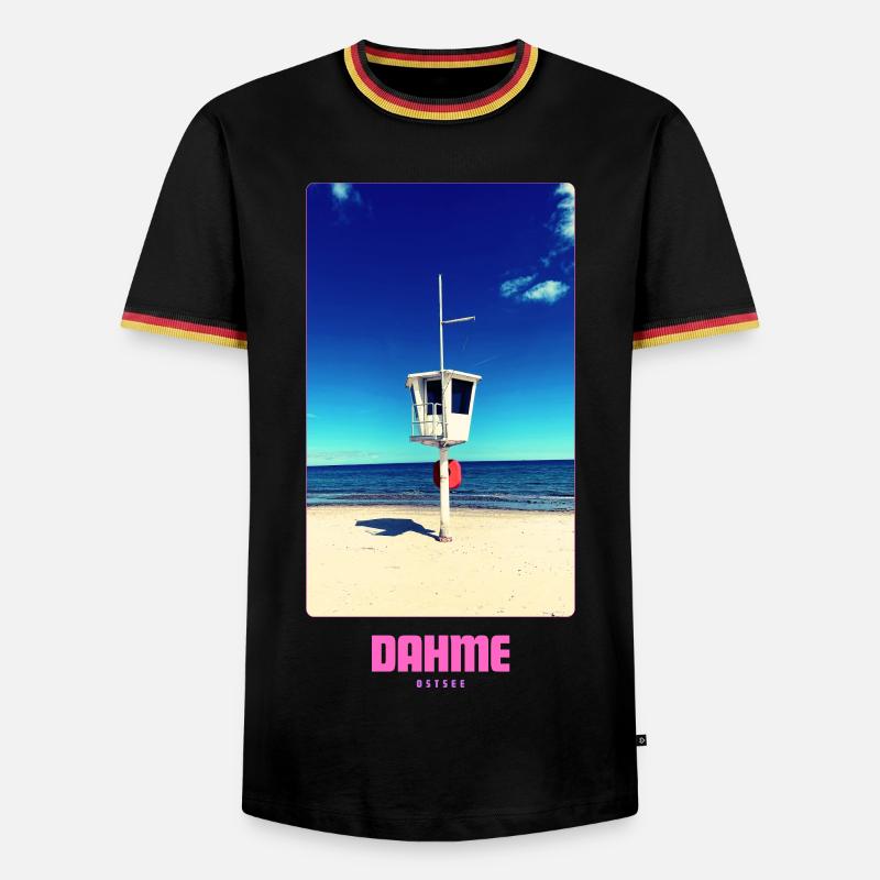 DAHME BEACH - Männer Kontrast-T-Shirt - Schwarz/Dreifarbig