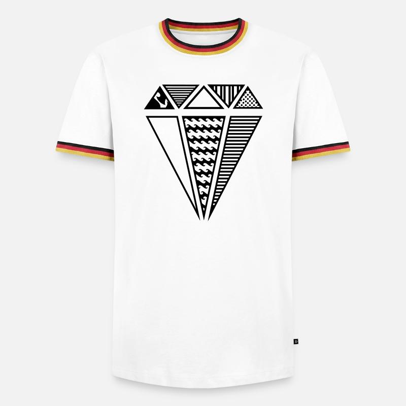 Diamant mit Muster - Männer Kontrast-T-Shirt - Weiß/Dreifarbig