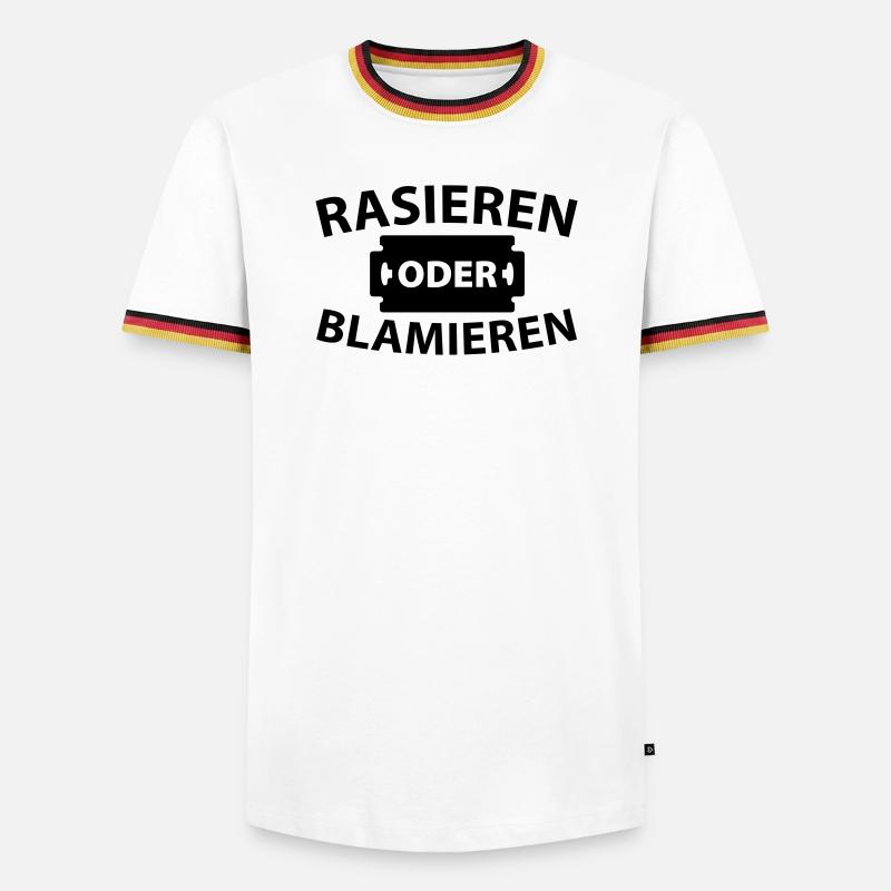 Rasieren oder blamieren - Männer Kontrast-T-Shirt - Weiß/Dreifarbig