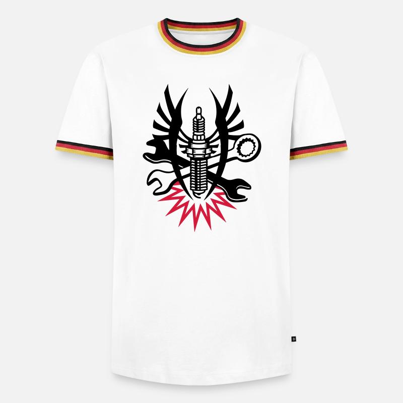 A spark plug with two wrenches - Men's Ringer Shirt - white/tricolour