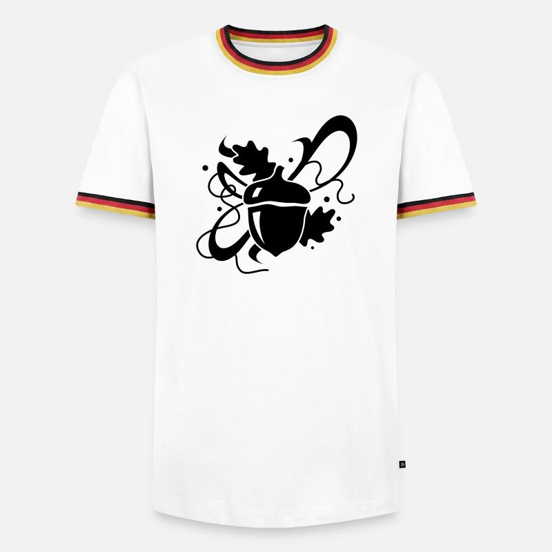 Eichel mit Eichenblätter - Männer Kontrast-T-Shirt - Weiß/Dreifarbig
