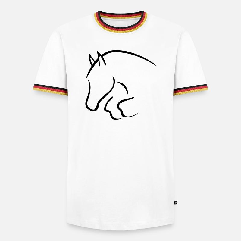Springpferd - Männer Kontrast-T-Shirt - Weiß/Dreifarbig