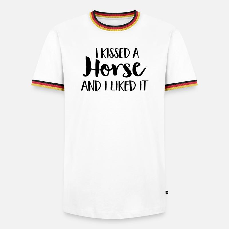 Pferd - Männer Kontrast-T-Shirt - Weiß/Dreifarbig
