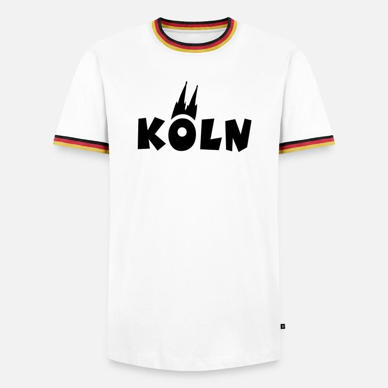 Köln mit Kölner Dom - Männer Kontrast-T-Shirt - Weiß/Dreifarbig