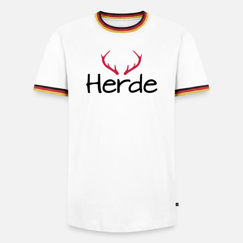 Herde Geweih Hirschgeweih - Männer Kontrast-T-Shirt - Weiß/Dreifarbig