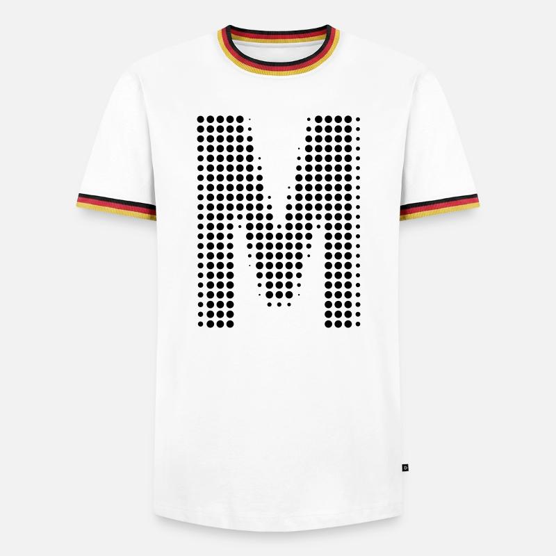 M Buchstabe Punkte Anfangsbuchstabe Geschenk - Männer Kontrast-T-Shirt - Weiß/Dreifarbig