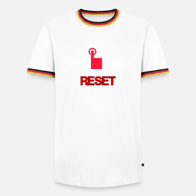 Restart button - Men's Ringer Shirt - white/tricolour