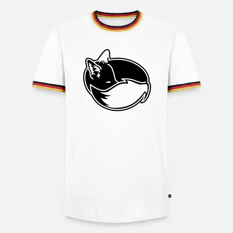 Fuchs eingekuschelt – Kawaii Fox Cartoon Design - Männer Kontrast-T-Shirt - Weiß/Dreifarbig