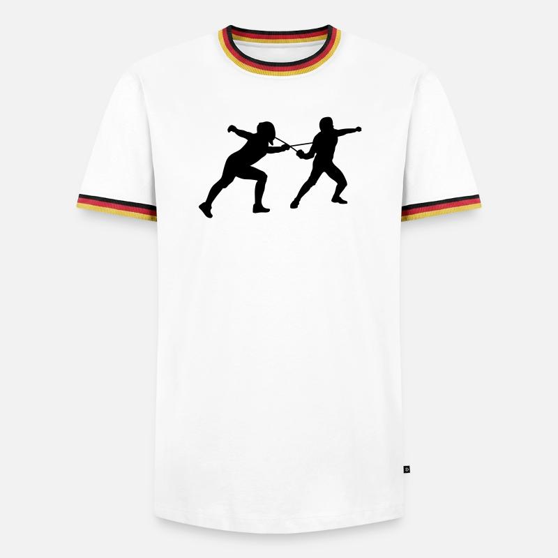 Fechten - Männer Kontrast-T-Shirt - Weiß/Dreifarbig