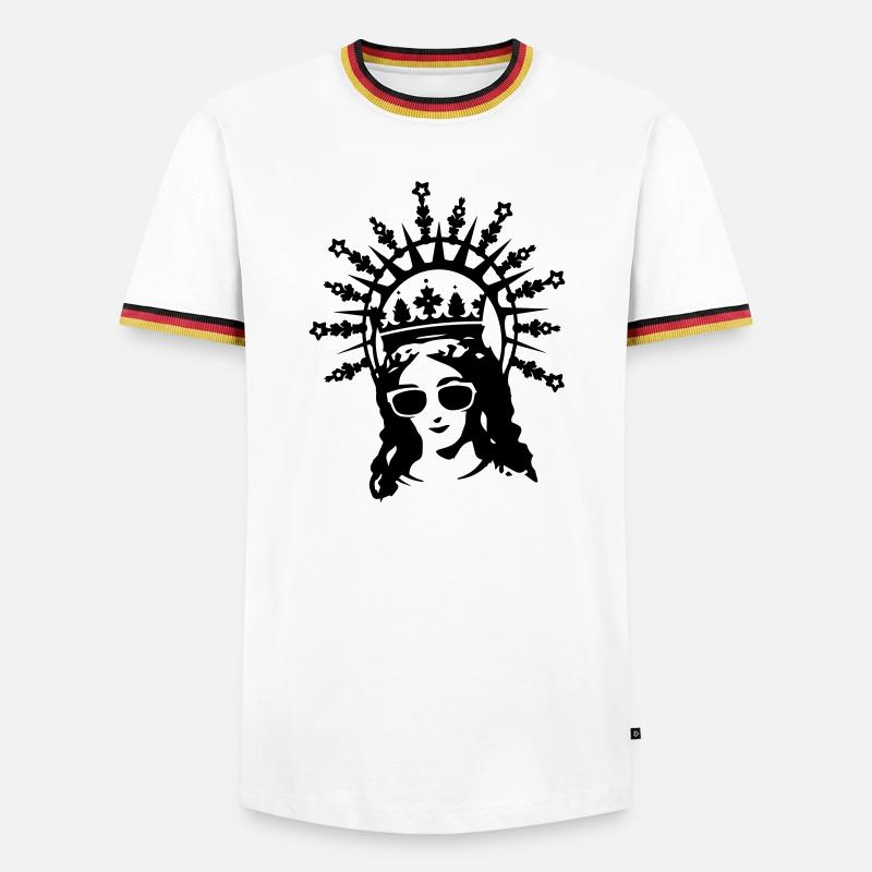 Mutter Gottes mit Sonnenbrille - Männer Kontrast-T-Shirt - Weiß/Dreifarbig