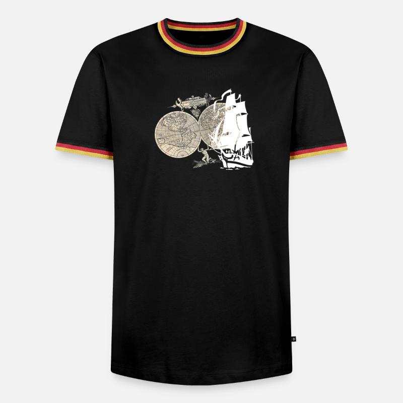 Ship + Map - Men's Ringer Shirt - black/tricolour