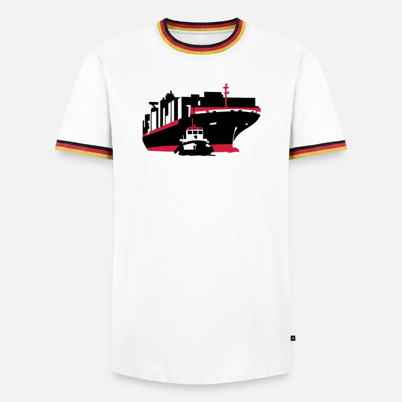 Containerschiff - Männer Kontrast-T-Shirt - Weiß/Dreifarbig