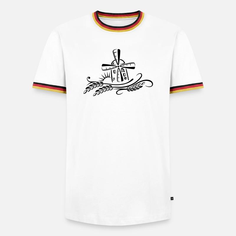 Windmühle Mühle Bäcker Getreide - Männer Kontrast-T-Shirt - Weiß/Dreifarbig