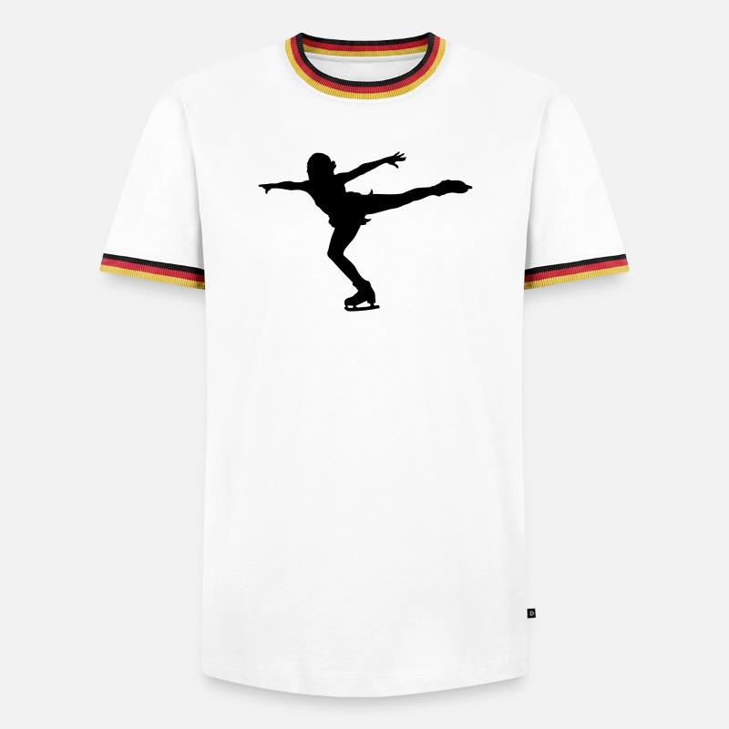 Eiskunstlauf - Männer Kontrast-T-Shirt - Weiß/Dreifarbig