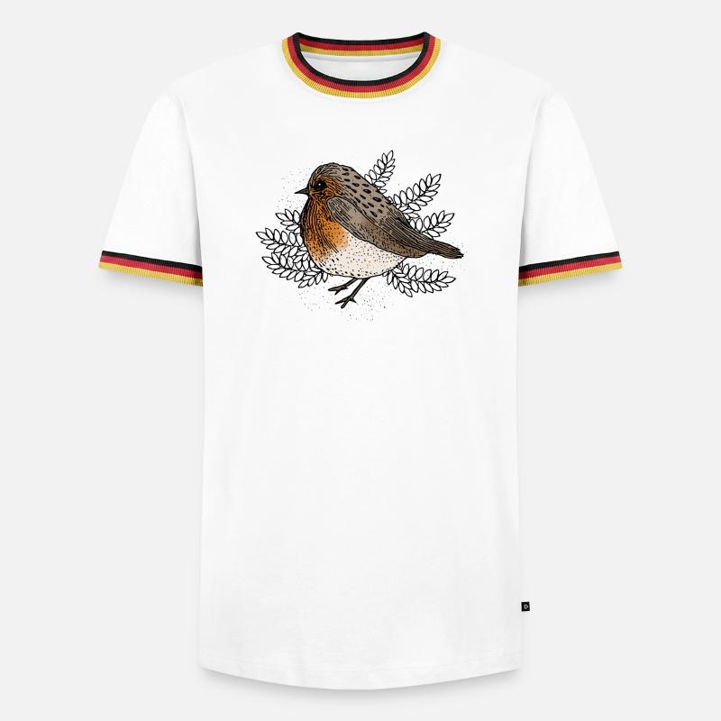 Robins on Branches - Men's Ringer Shirt - white/tricolour
