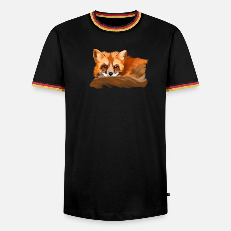 Fuchs - Männer Kontrast-T-Shirt - Schwarz/Dreifarbig