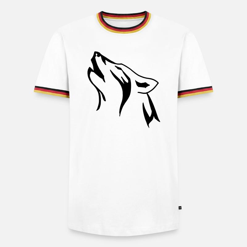 wolfkopf - Männer Kontrast-T-Shirt - Weiß/Dreifarbig
