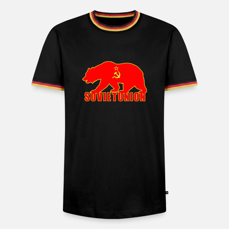 Soviet Union bear with flag - Men's Ringer Shirt - black/tricolour