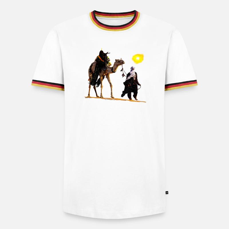 Beduine mit Kamel - Männer Kontrast-T-Shirt - Weiß/Dreifarbig