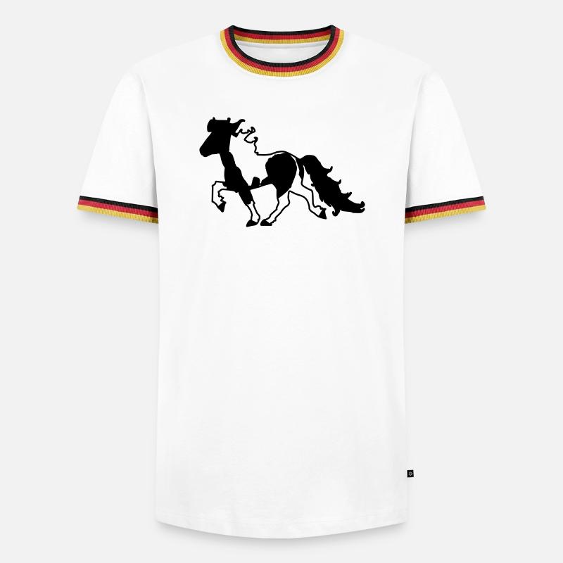 Islandpferd Schecke verspielt  - Männer Kontrast-T-Shirt - Weiß/Dreifarbig
