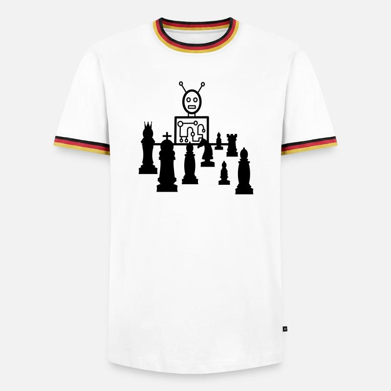 schach computer - Männer Kontrast-T-Shirt - Weiß/Dreifarbig